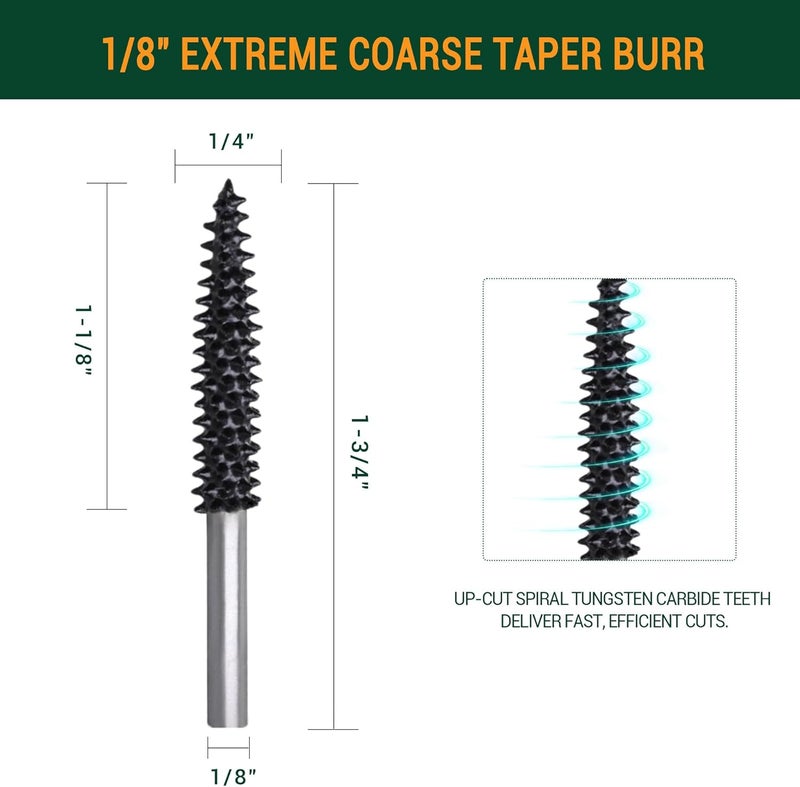 ToolTrek Store رأس دوار مدبب مع spikes شديدة، 1⁄8" عمود، خشن جداً - ملحق نجارة لدريمل، فوردوم، ديوالت، ميلووكي. - Image 2